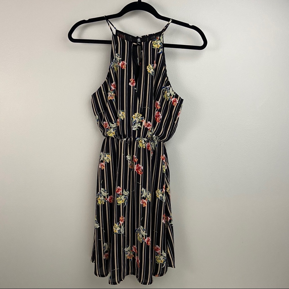 Lush Striped & Floral Dress